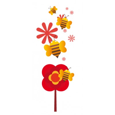 Sticker Fleurs et abeilles